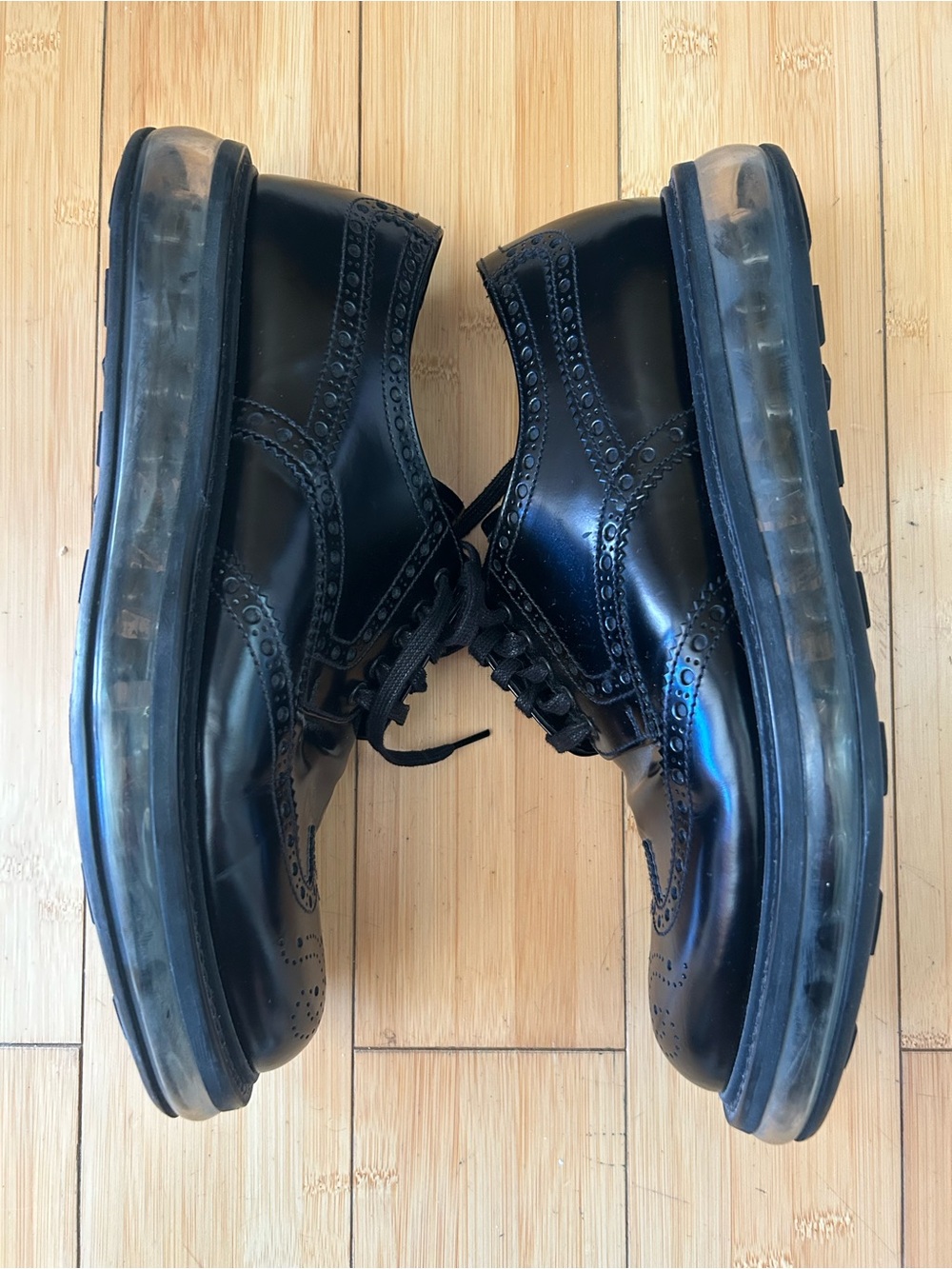 Prada Black Brogue Leather Derby with Transparent Air-Cushion Sole - Picture 5 of 9